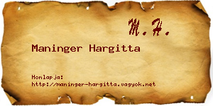 Maninger Hargitta névjegykártya